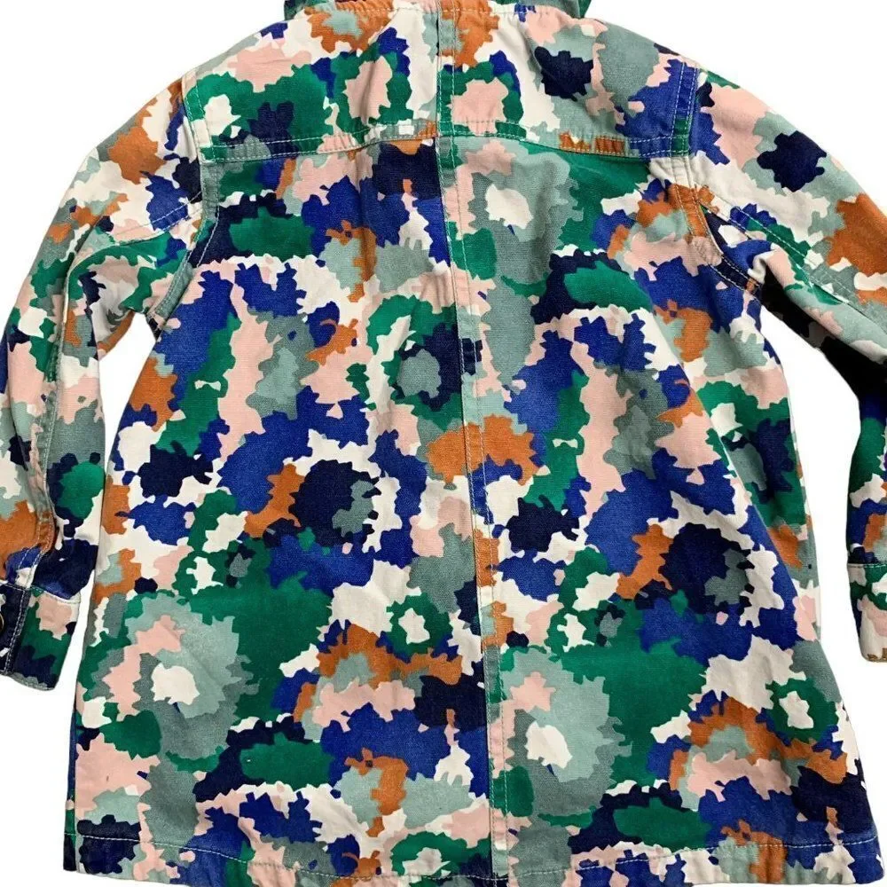 Gymboree Toddler Camo Hooded Jacket XS Multicolored Pockets Long Sleeve Zip Snap